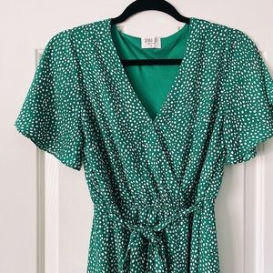 Sienna Sky//Green Polka Dot Midi Dress